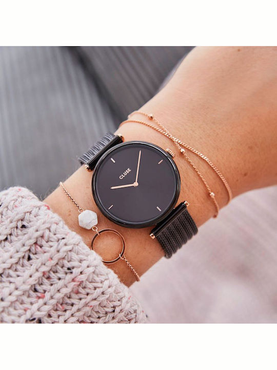 Cluse Triomphe Women's Watch with Black Metal Bracelet