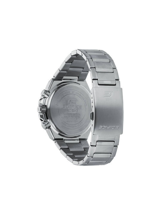 Casio Edifice Premium Часовник Хронограф Слънчева с сребърен Метална Гривна