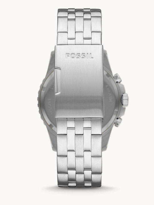 Fossil Herrenuhr 42mm Batteriebetrieb mit Silber Metallarmband