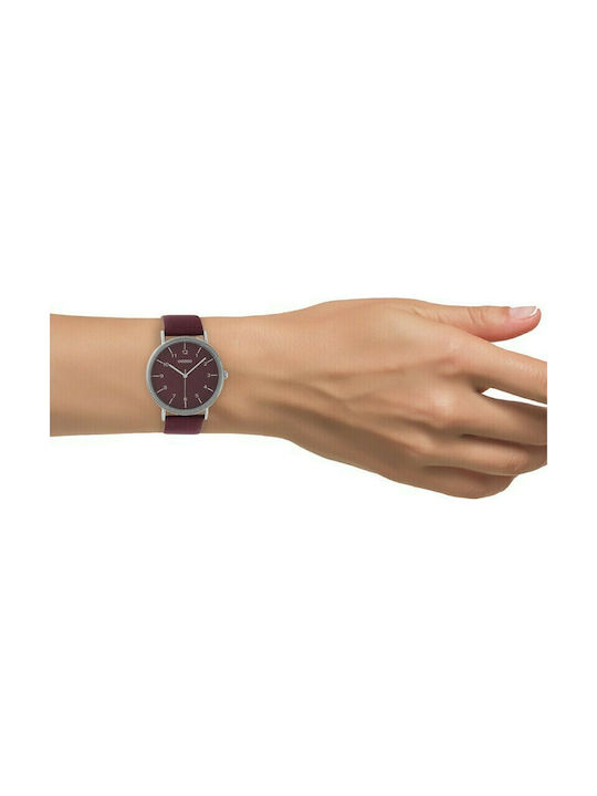 Oozoo Timepieces Watch with Burgundy Leather Strap