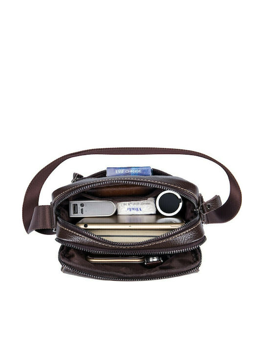 DJB-07 Leather Men's Bag Shoulder / Crossbody Dark Brown