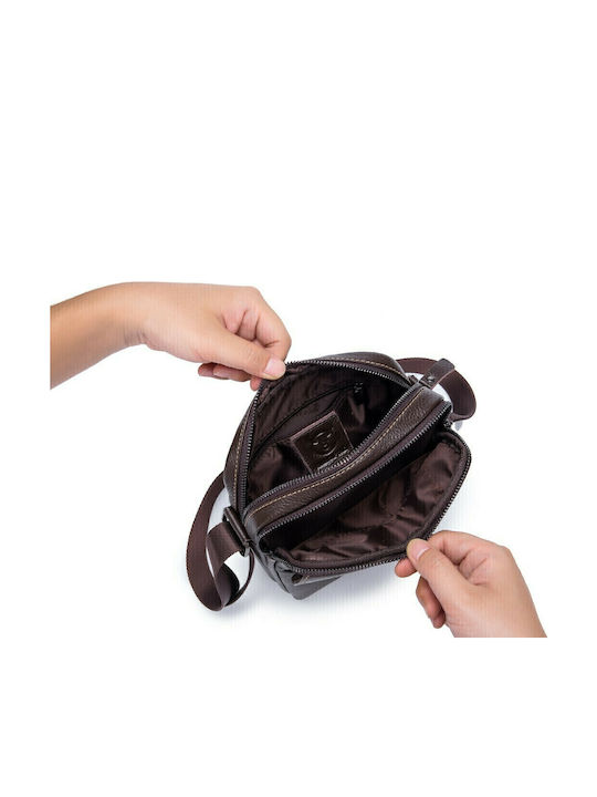 DJB-07 Leather Men's Bag Shoulder / Crossbody Dark Brown