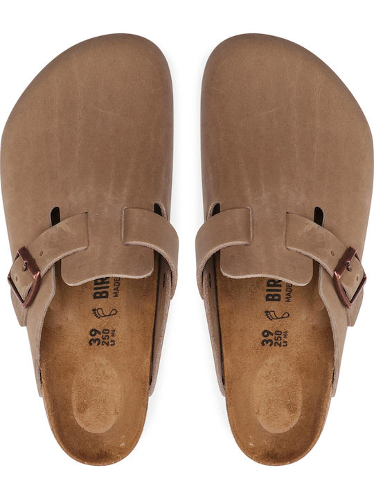 Boston Men's Leather Slippers Tabacco Brown