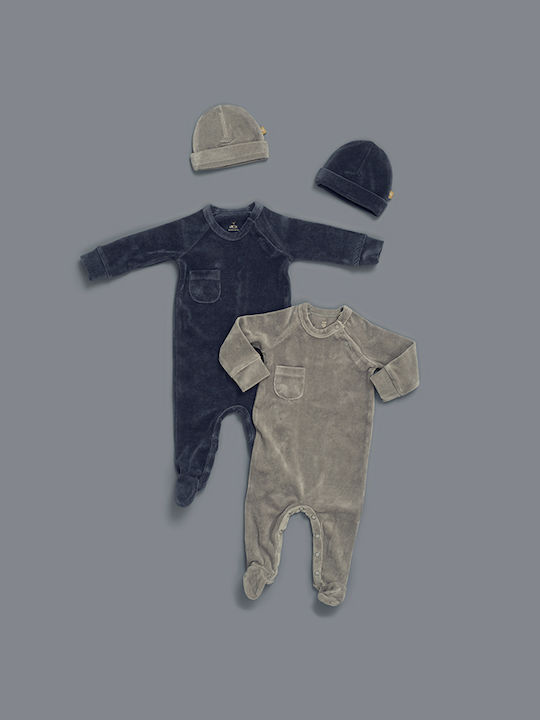 Fresk Baby Bodysuit Set Long-Sleeved Velvet Navy Blue