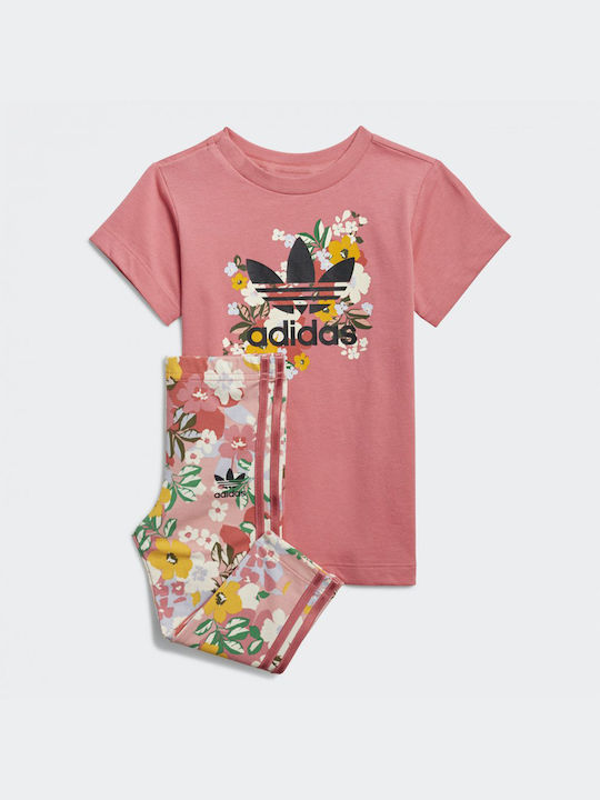 Adidas Παιδικό Σετ με Κολάν Καλοκαιρινό για Κορίτσι 2τμχ Ροζ