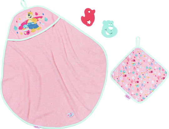ZAPF Creation Baby Born Zubehör Bad Kapuzenhandtuch und Schwamm Rosa