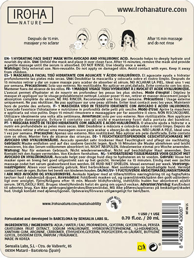Iroha Nature Avocado Face Moisturizing Mask 20ml