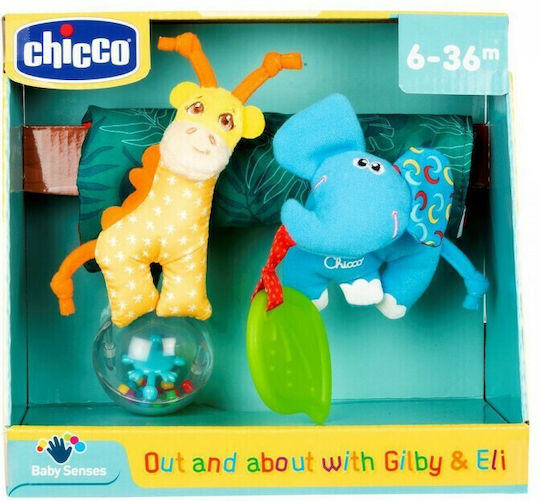 Chicco Anhänger Spielzeug für Auto mit Beißring Stroler Frind Gilby and Eli