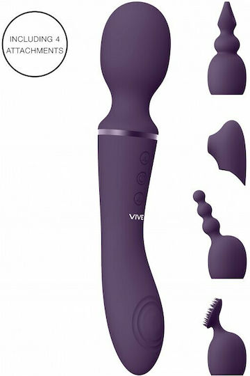 Vive Nami Vibrator Massage Wand, Attachments & Pulsewave Purple 22cm Purple