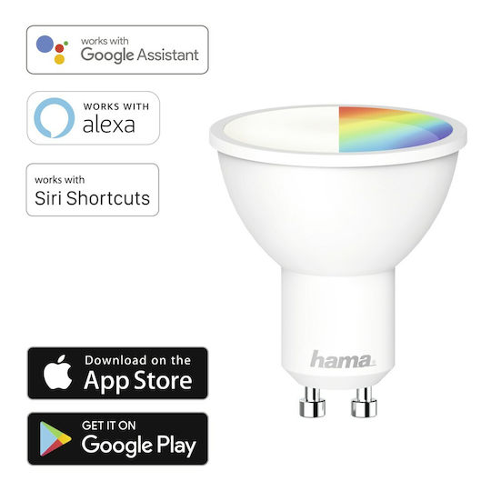 HAMA Smart Bulb LED 5.5W for Socket GU10 RGBW 400lm Dimmable