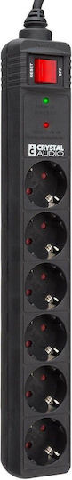Crystal Audio Power Strip with Surge Protection 6 Positions with Switch and Cable 1.5m