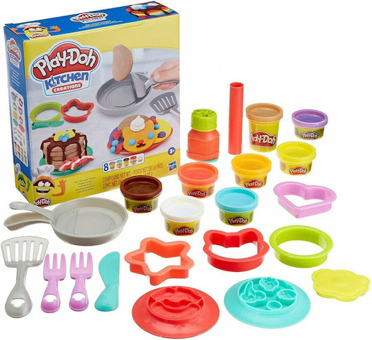 Hasbro Play-Doh Plasticină Set De Joc Kitchen Creations Flip' N' Pancakes Pentru 3+ Ani 8 Buc