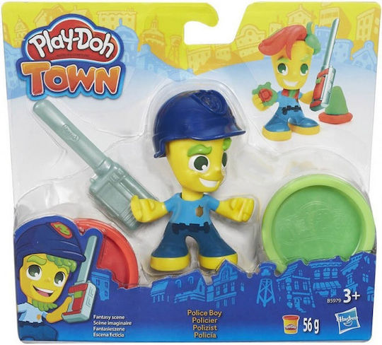 Hasbro Плей-Доу Пластелини - Игра Town Fantasy Scene Police Boy за 3+ Години 2 Бр Червено Зелено