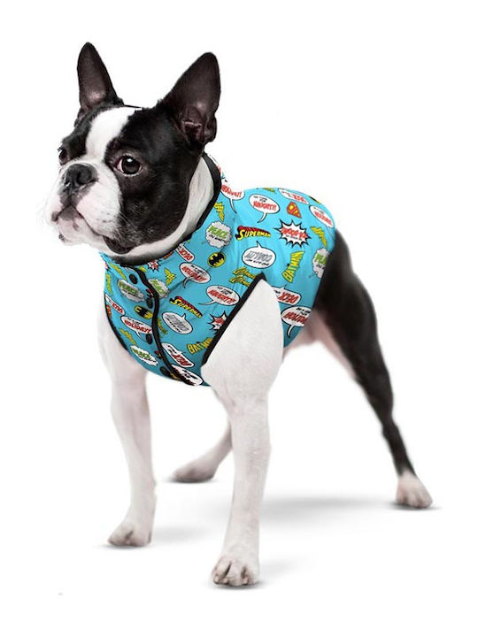 WauDog Justice League Blue Waterproof Dog Coat with 35cm Back Length
