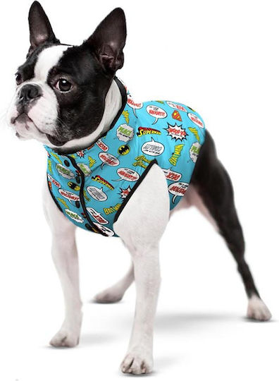 WauDog Justice League Blue Waterproof Dog Coat with 35cm Back Length