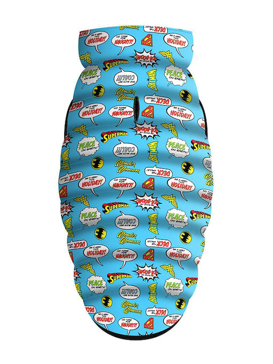 WauDog Justice League Blue Waterproof Dog Coat with 35cm Back Length