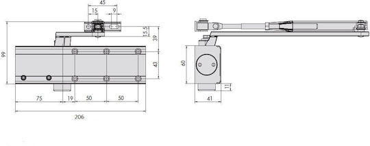 Cisa Door Return Mechanism for Doors up to 110cm and 80kg Silver