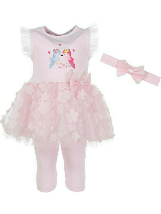 Εβίτα Kids Set with Leggings Summer 2pcs Pink