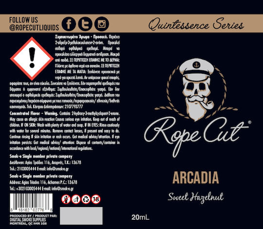 Rope Cut Shot de aromă Arcadia 20ml/60ml 1buc Sweet Hazelnut