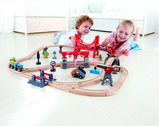 Hape Busy City Rail Set with Train made of Wood for 3+ years+ Years