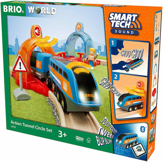 Brio Toys Smart Tech Sound Action Σετ με Τρενάκι από Ξύλο για 3+ Ετών