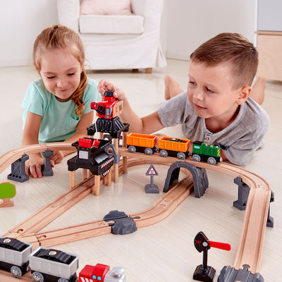 Hape Railway Mining Loader Set with Train made of Wood for 3++ Years