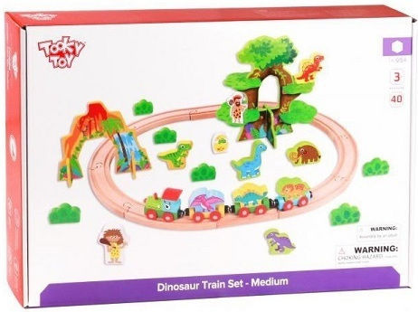 Tooky Toys Set with Train made of Wood for 3+ years+ Years