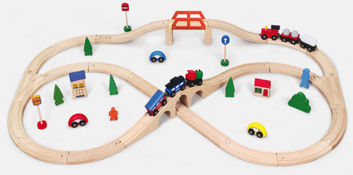 Viga Toys Сет с Влакче от Дърво за 3+ години+ Години