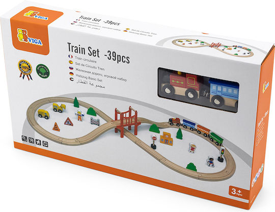 Viga Toys Set with Train made of Wood for 3+ years+ Years