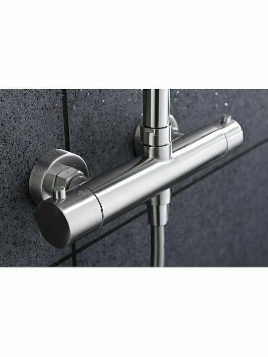 Imex Moscu Ρυθμιζόμενη Στήλη Ντουζ με Μπαταρία 87-133cm Ασημί