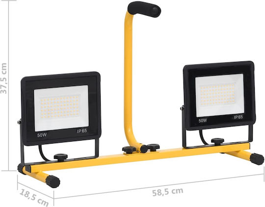 vidaXL Electric Jobsite Light LED IP65 with Brightness up to 7000lm