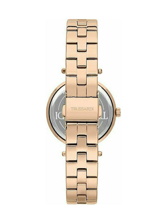 Trussardi T-Bent Womens Watch 34mm Battery with Pink Gold Stainless Steel Bracelet