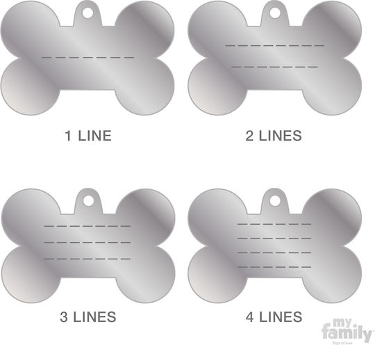 My Family Glam Large Bone Dog ID Tag White Metal Large Personalized