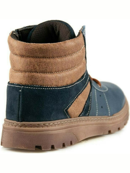 Lederne Kinderstiefeletten mit Schnürsenkeln Blau