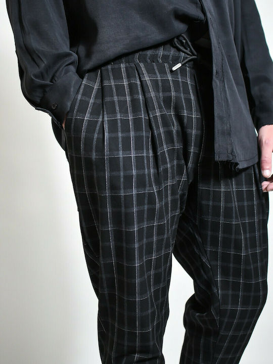 NOMAS MEN'S TROUSERS WITH PLAID PLEATS