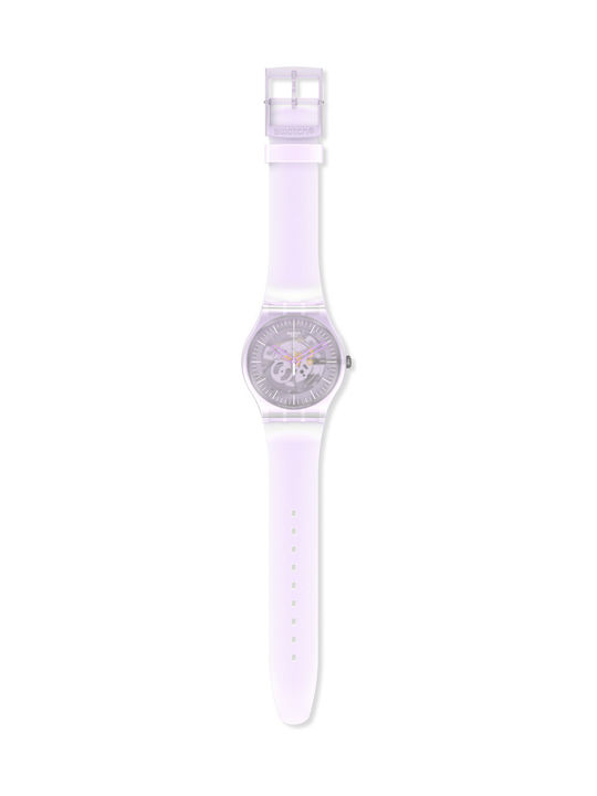 Swatch Pink Mist Herrenuhr 41mm Batterie mit Rosa Kautschukarmband