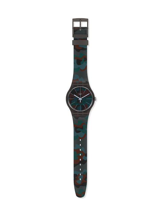 Swatch Camoucity Γυναικείο Ρολόι 41mm Μπαταρίας με Καουτσούκ Λουράκι