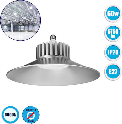 GloboStar Commercial Bell LED Light 60W Cool White 5760lm E27 Silver