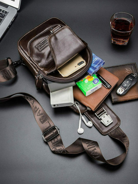 XB-095 Leather Men's Bag Sling Dark Brown