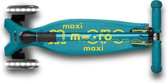 Micro Παιδικό Πατίνι Αναδιπλούμενο Maxi Deluxe Led Δίτροχο για 5+ Ετών Πράσινο