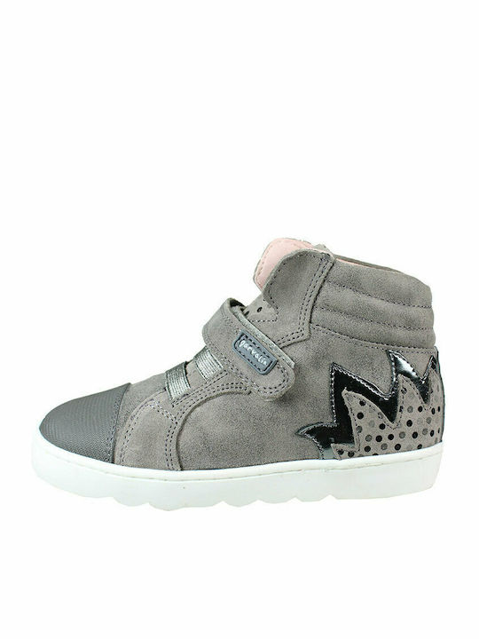 Παιδικά Sneakers High Ανατομικά με Σκρατς Γκρι