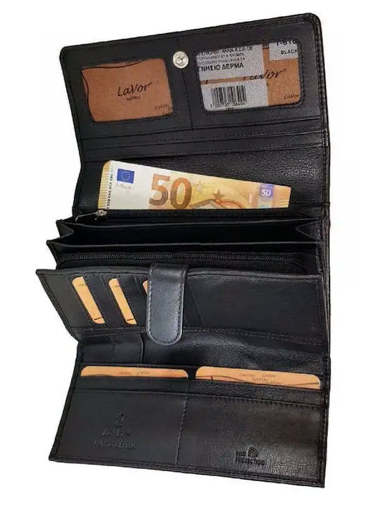 Large Leather Women's Wallet Classic with RFID Black
