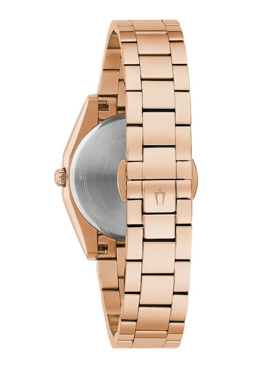 Bulova Surveyor Γυναικείο Ρολόι 31mm Μπαταρίας με Ροζ Χρυσό Μεταλλικό Μπρασελέ