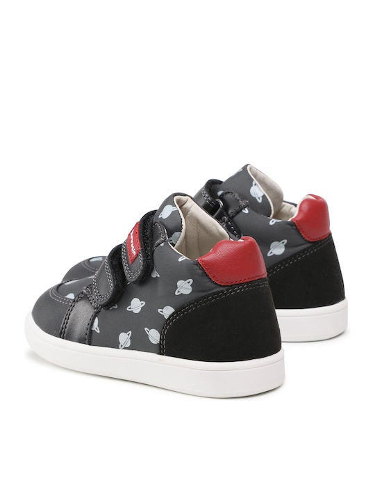 Παιδικά Sneakers High Ανατομικά με Σκρατς Μαύρα