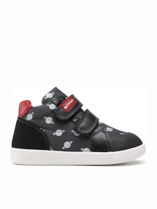 Παιδικά Sneakers High Ανατομικά με Σκρατς Μαύρα
