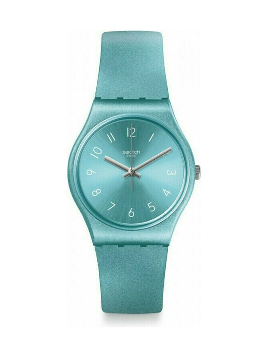 Swatch Дамски Часовник 34мм Кварцов с Тюркоазена Каучукова Каишка