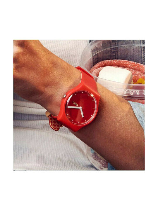 Swatch Day Watch with Red Rubber Strap