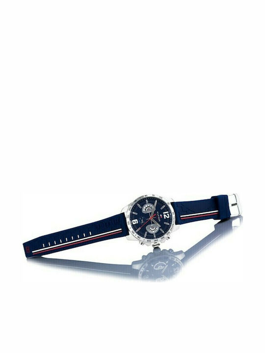 Tommy Hilfiger Decker Men's Watch 46mm Chronograph Battery with Blue Rubber Strap