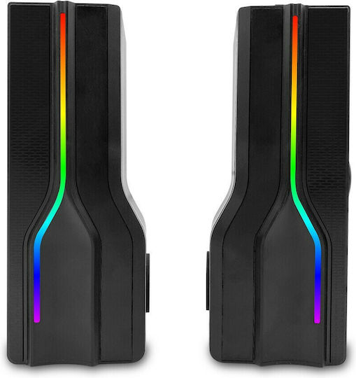 Media-Tech Cobra Pro Aragor Ηχεία Υπολογιστή 2.0 με RGB Φωτισμό και Bluetooth Ισχύος 8W Μαύρα