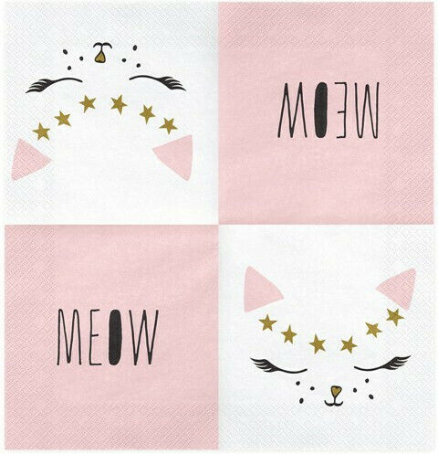 Kitten Napkins White 33x33cm 20pcs